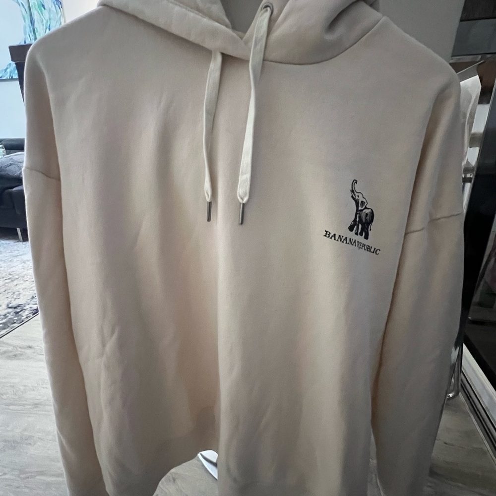 Banana Republic Cream Casual Hoodie Sweatshirt
